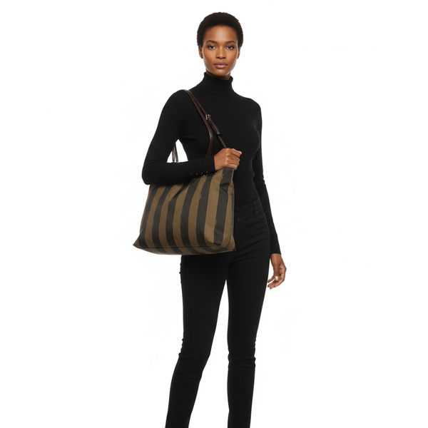 Vintage Canvas Pequin Tote Black/Green