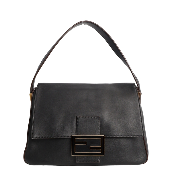 Leather Mama Baguette Shoulder Bag Black