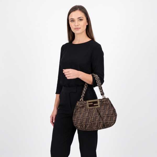 Canvas Zucca Small Mia Shoulder Bag Tobacco
