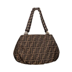Canvas Zucca Small Mia Shoulder Bag Tobacco, view 3