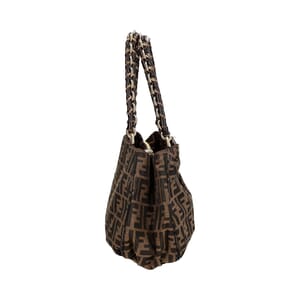 Canvas Zucca Small Mia Shoulder Bag Tobacco, view 4