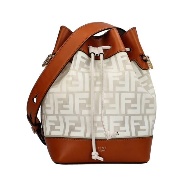 Vinyl/Leather Bucket Bag Tan