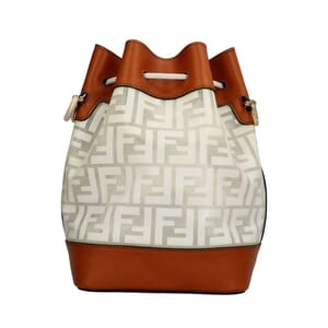 Vinyl/Leather Bucket Bag Tan, view 3