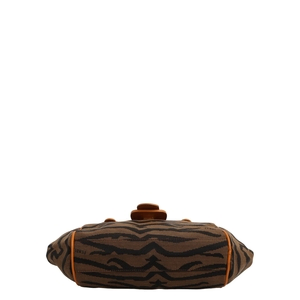 Canvas Tiger Print Top Handle Bag Brown/Burnt Orange, view 6