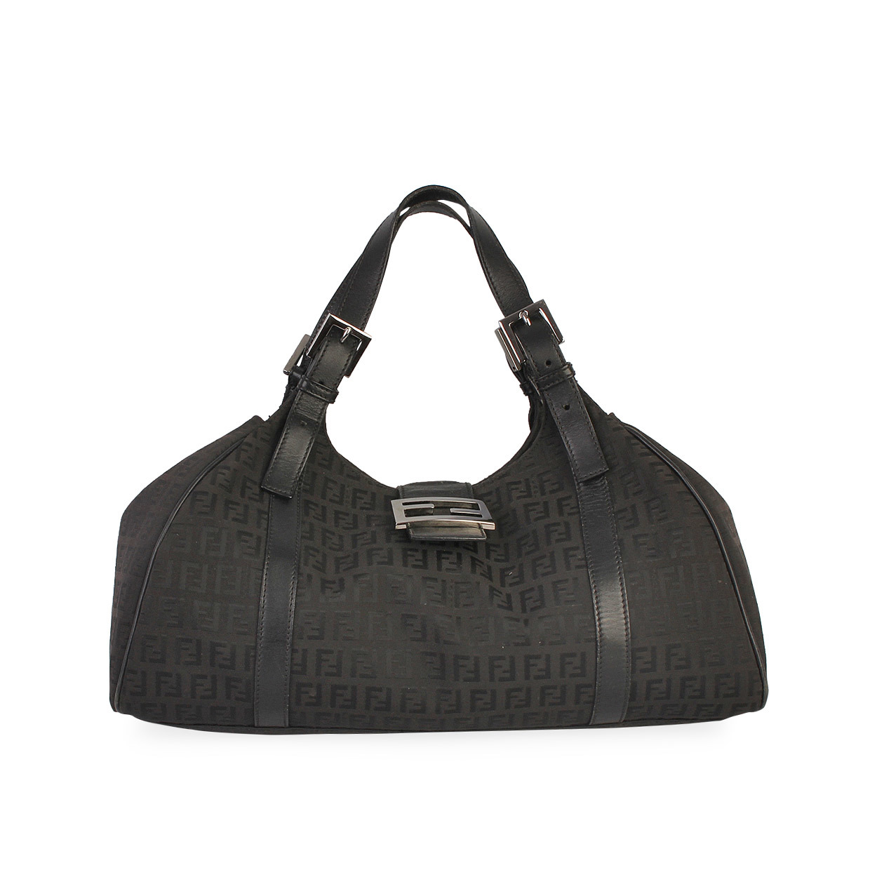FENDI Zucchino Borsa Due Manici Hobo Black | Luxity