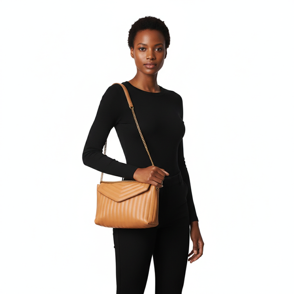 Quilted Leather Shoulder Bag Caramel