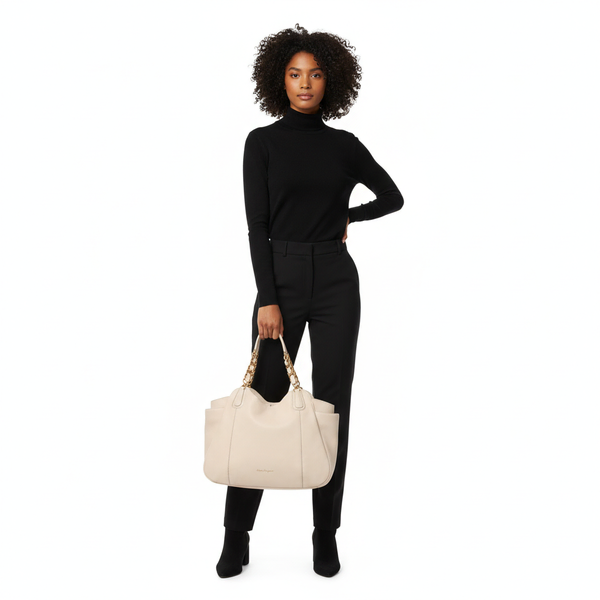 Leather Melinda Shoulder Bag Cream