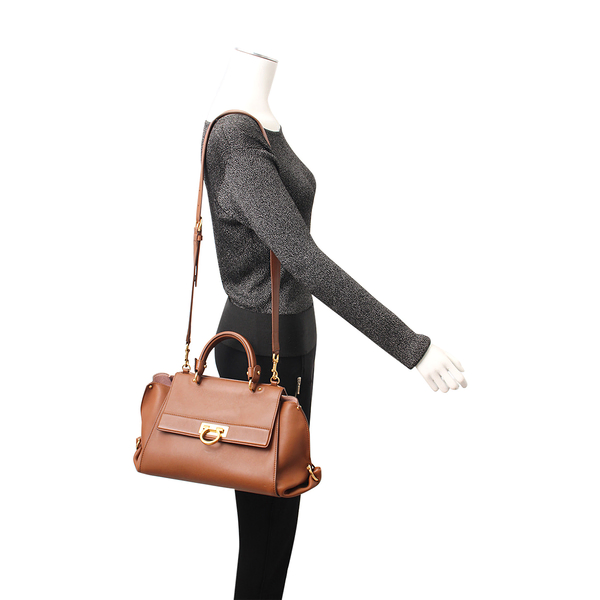 Leather Sofia Small Shoulder Bag Brown