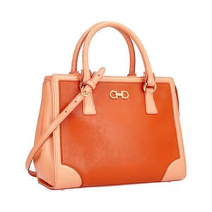 Saffiano Leather Beky Tote Orange, view 2