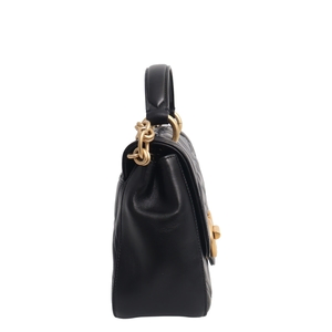 Quilted Leather Gancini Top Handle Black, view 5