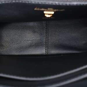 Quilted Leather Gancini Top Handle Black, view 8