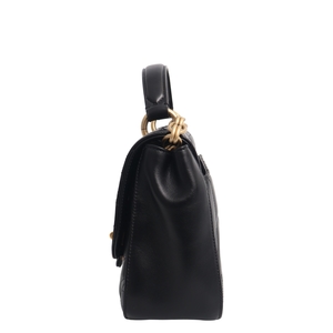 Quilted Leather Gancini Top Handle Black, view 6