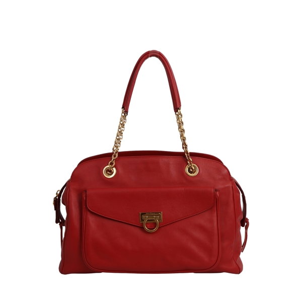 Leather Shoulder Bag Red