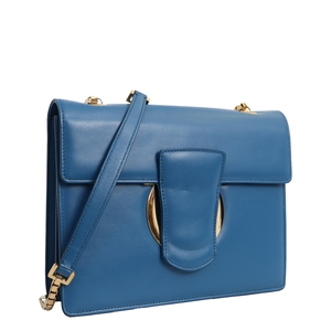 Leather Medium Thalia Shoulder Bag Blue, view 2
