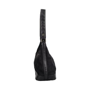 Leather/Canvas Gancini Shoulder Bag Black, view 4