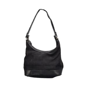 Leather/Canvas Gancini Shoulder Bag Black