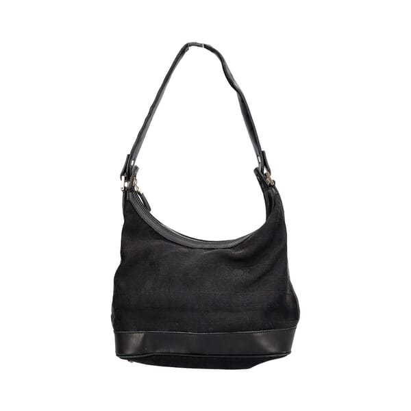 Leather/Canvas Gancini Shoulder Bag Black