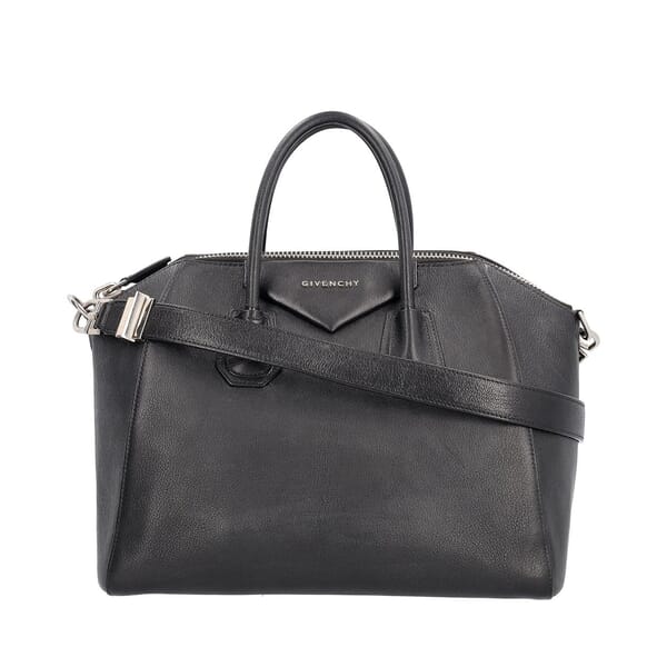 Leather Medium Antigona Bag Black