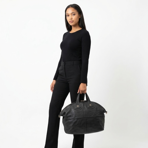 Leather Medium Nightingale Bag Black