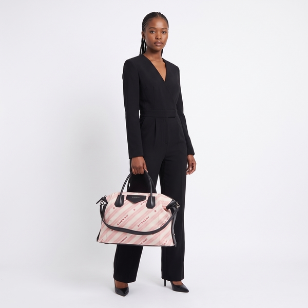 Cotton Blend Soft Antigona Medium Bag Pink/Black