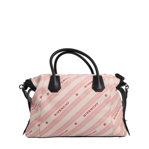 Cotton Blend Soft Antigona Medium Bag Pink/Black, view 2