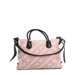 Cotton Blend Soft Antigona Medium Bag Pink/Black, view 4