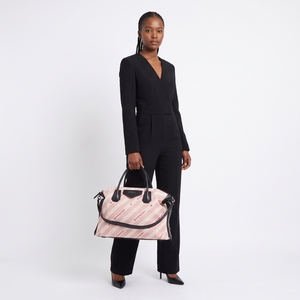 Cotton Blend Soft Antigona Medium Bag Pink/Black, view 9