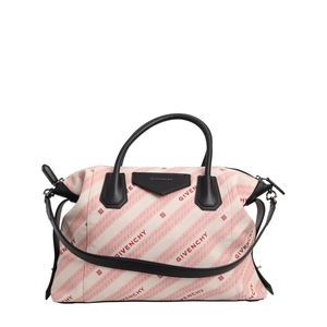 Cotton Blend Soft Antigona Medium Bag Pink/Black
