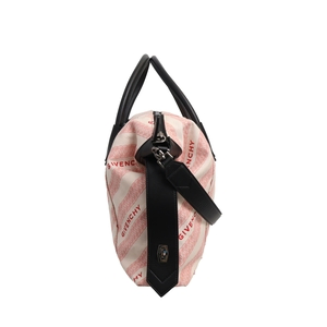 Cotton Blend Soft Antigona Medium Bag Pink/Black, view 5
