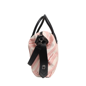Cotton Blend Soft Antigona Medium Bag Pink/Black, view 6