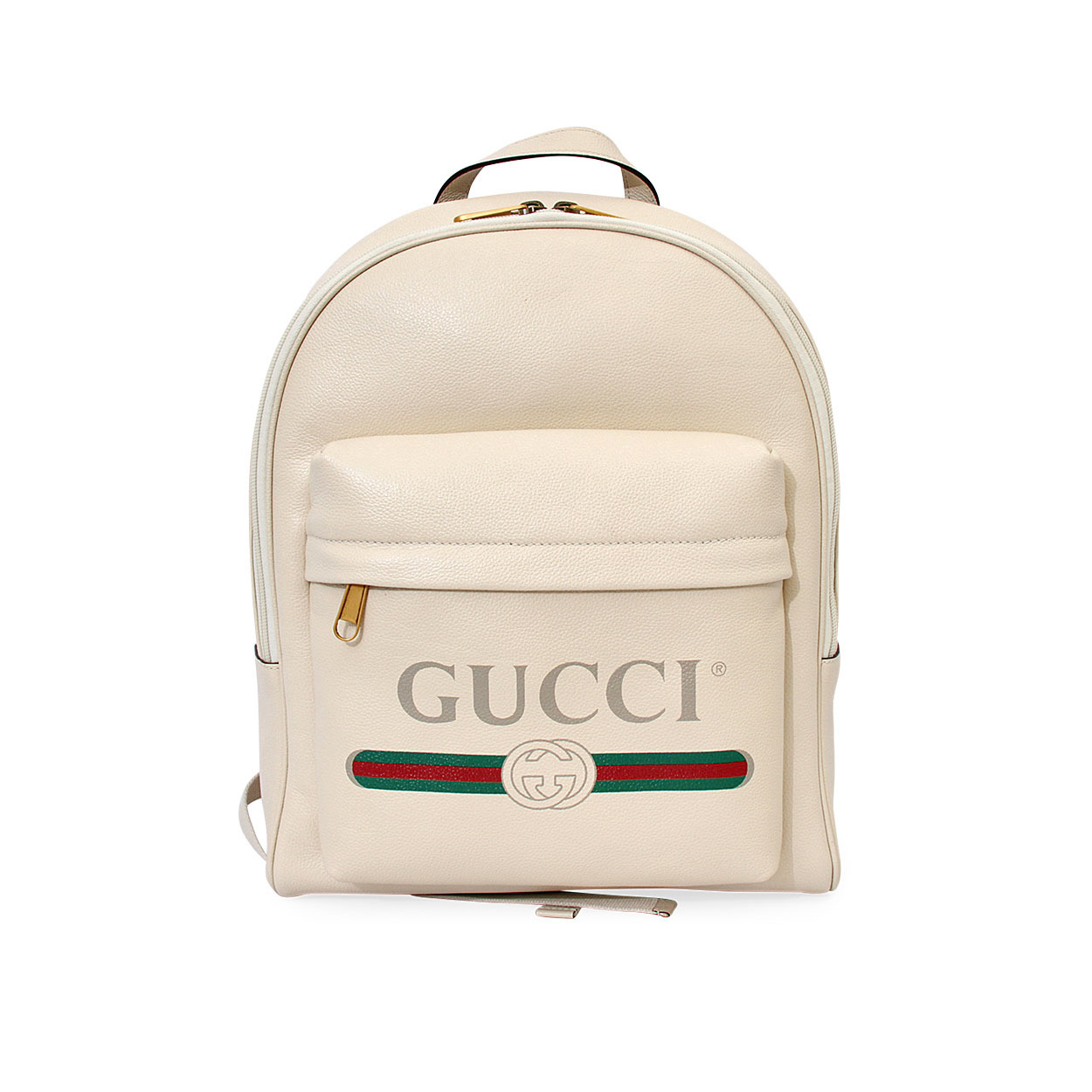 GUCCI Leather Gucci Print Backpack White | Luxity display picture 1