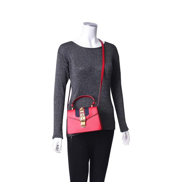 Leather Mini Sylvie Shoulder Bag Red