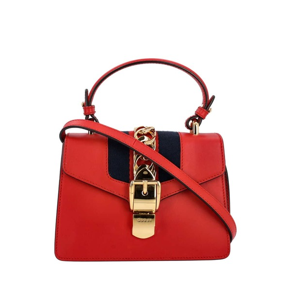 Leather Mini Sylvie Shoulder Bag Red