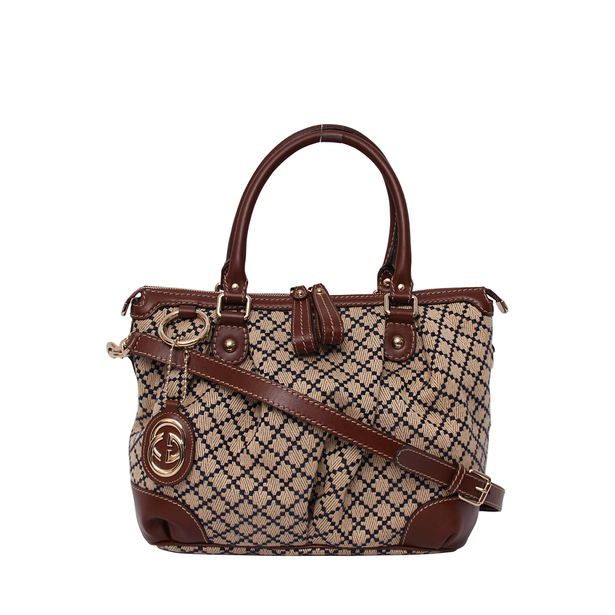 バッグ Gucci Sukey Diamante Tote Bag Brown 1305 GUCCI Diamante Medium Sukey Tote Beige/Brown | Luxity