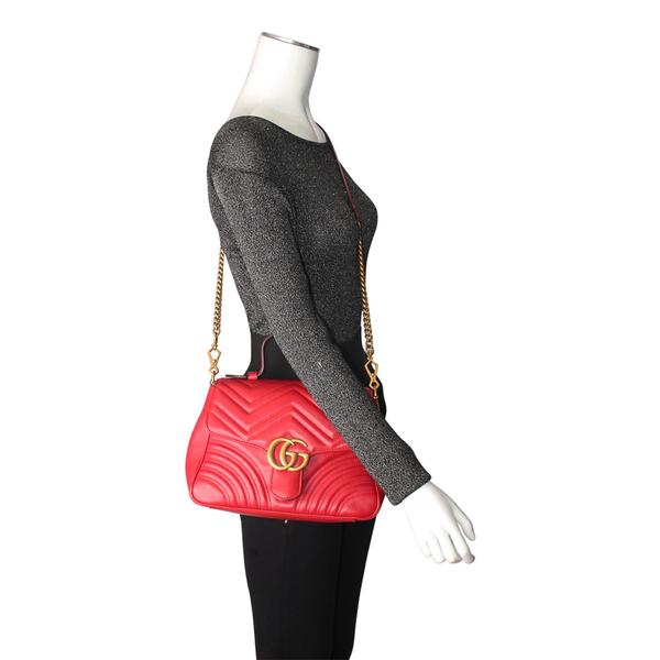 Marmont GG Small Top Handle Bag Red