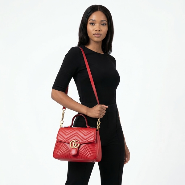 Marmont GG Small Top Handle Bag Red