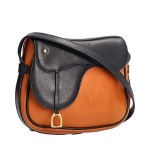 GUCCI Vintage Leather Saddle Crossbody/Belt Bag Black/Brown | Luxity