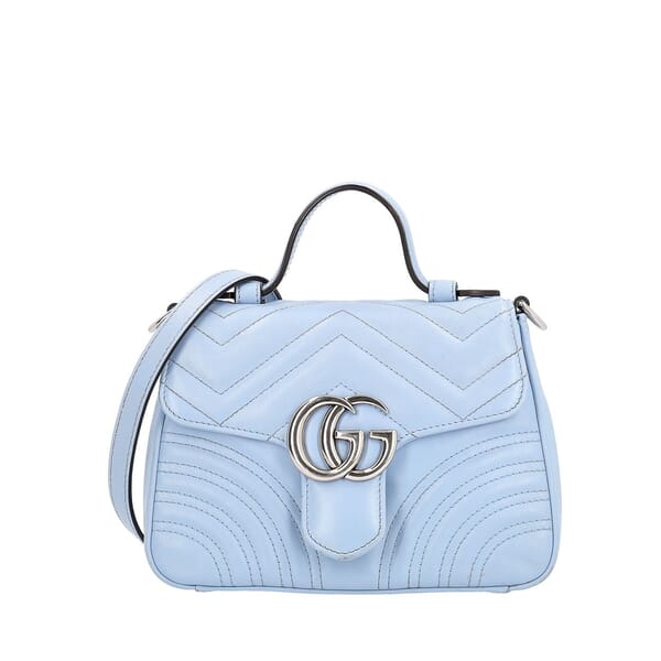 Matelasse GG Marmont Mini Top Handle Shoulder Bag Blue