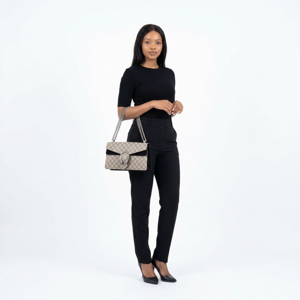 Supreme GG Dionysus Small Shoulder Bag Beige/Ebony/Black