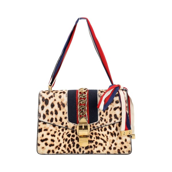 Pony Hair Sylvie Shoulder Bag Leopard Print