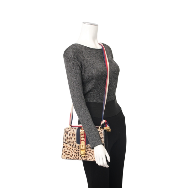 Pony Hair Sylvie Shoulder Bag Leopard Print