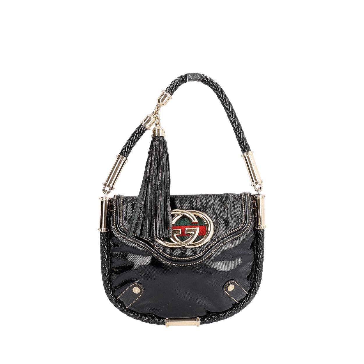 GUCCI Leather Britt Tassel Hobo Black | Luxity