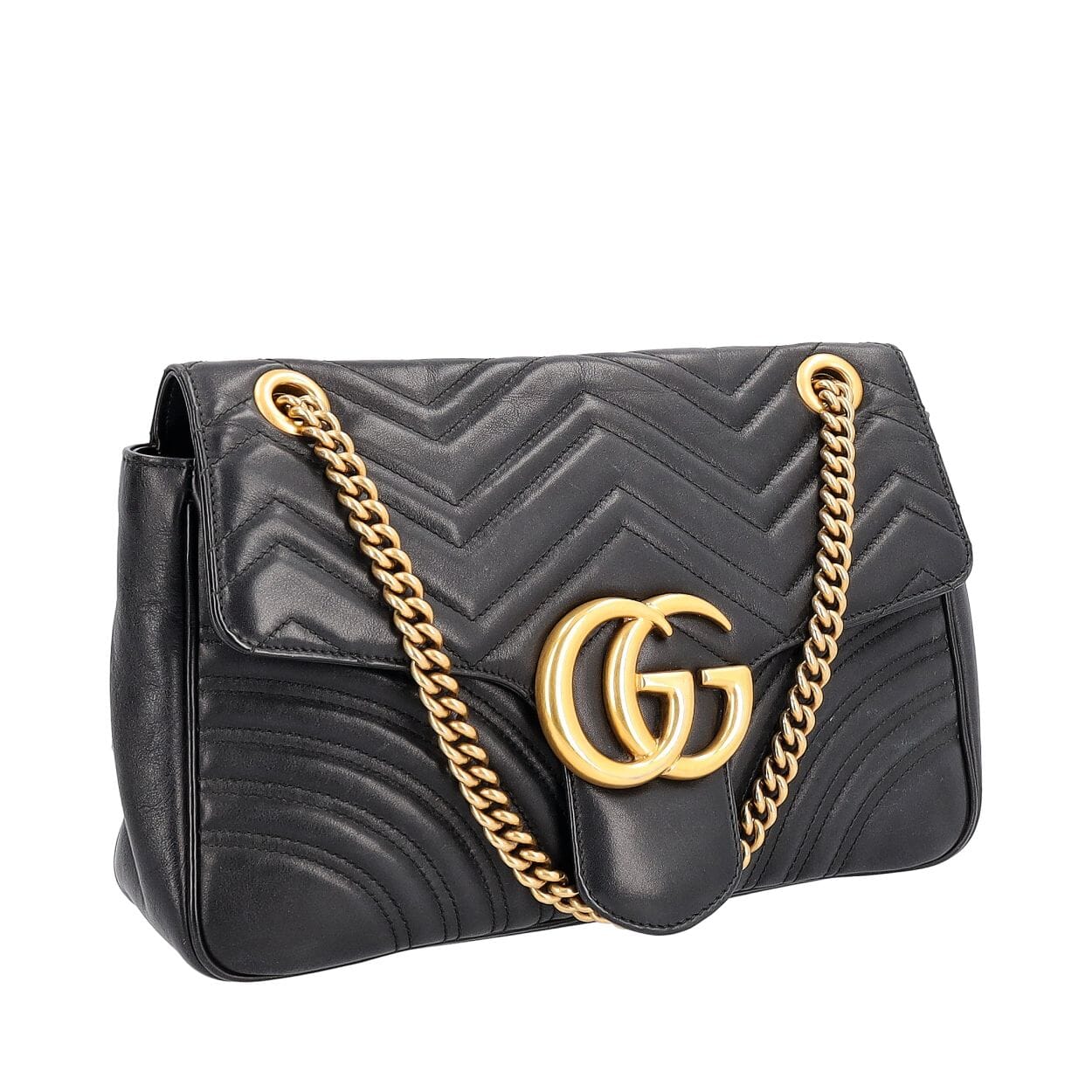 GUCCI  leather bag  レディース GUCCI Leather GG Marmont Large Shoulder Bag Black | Luxity