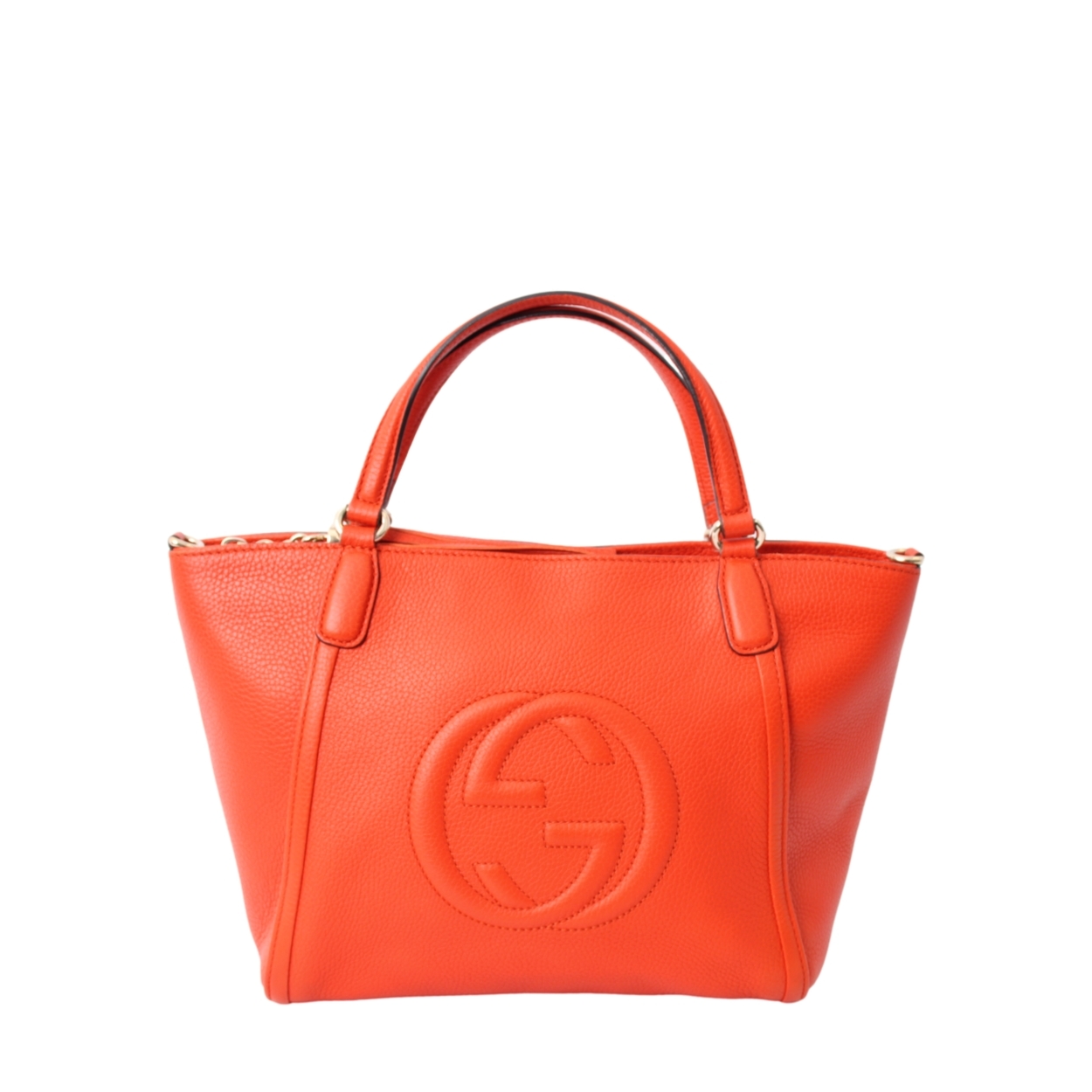 GUCCI Leather Soho Small Top Handle Bag Orange | Luxity