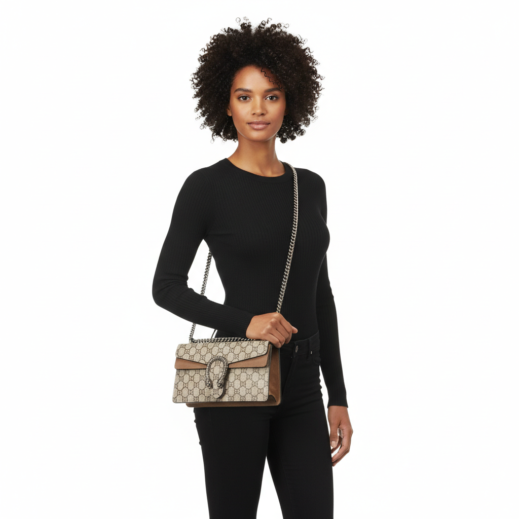 GUCCI Supreme GG Dionysus Medium Shoulder Bag Beige | Luxity