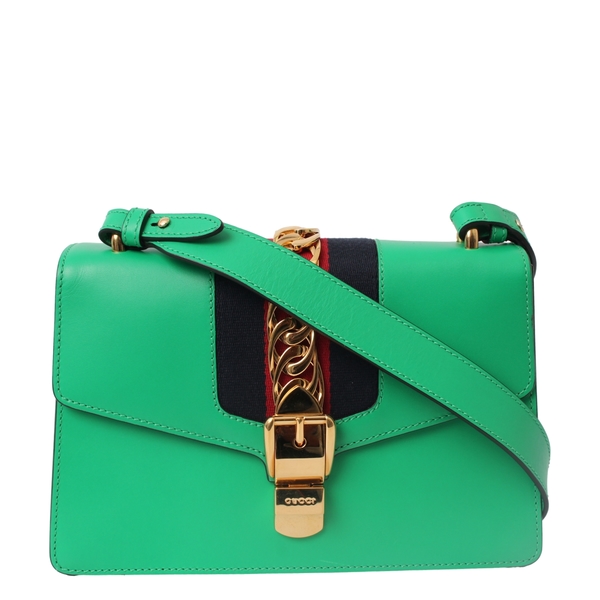Leather Small Sylvie Shoulder Bag Green