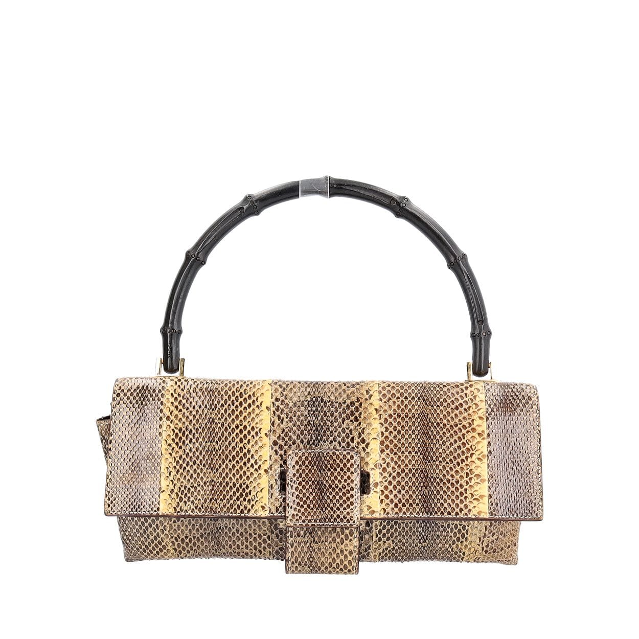 GUCCI Vintage Snakeskin Bamboo Top Handle Bag | Luxity