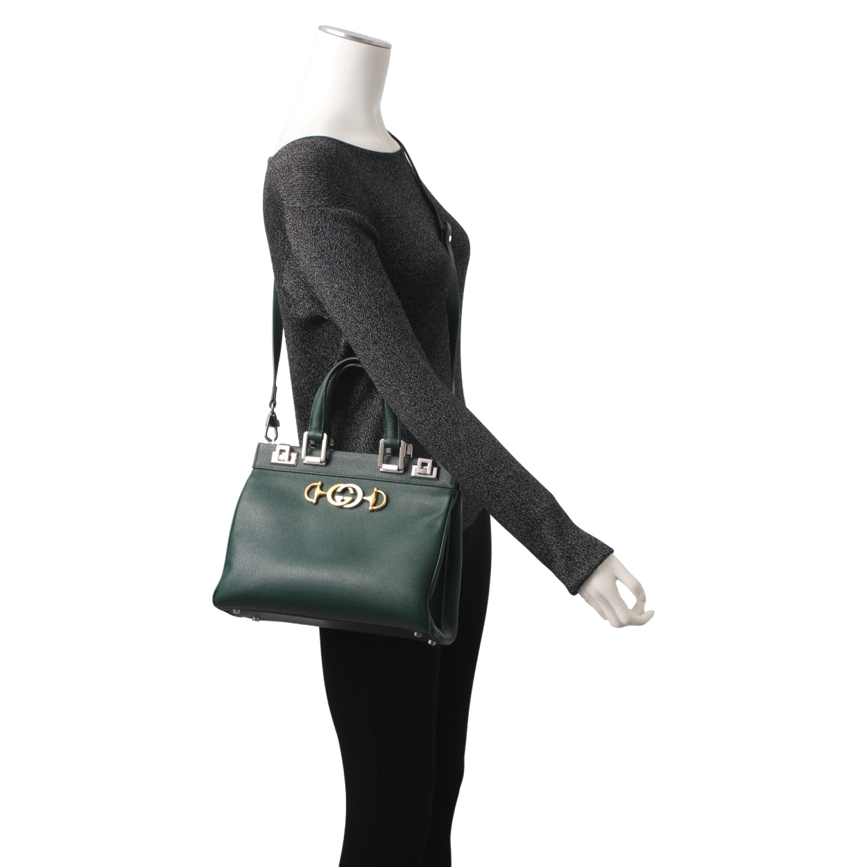 GUCCI Leather Zumi Small Bag Green | Luxity
