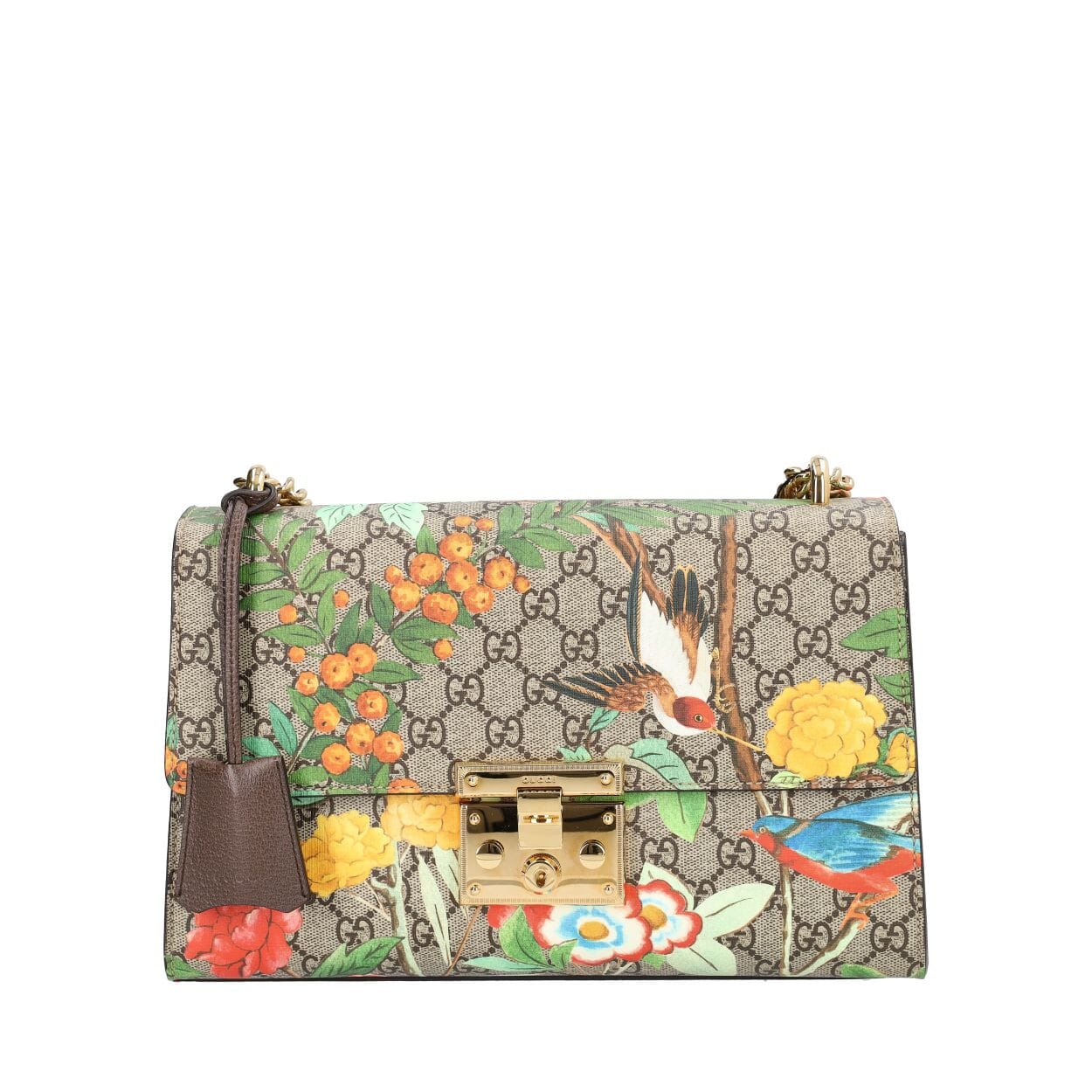 GUCCI Supreme Tian Padlock Medium Shoulder Bag Beige/Ebony | Luxity