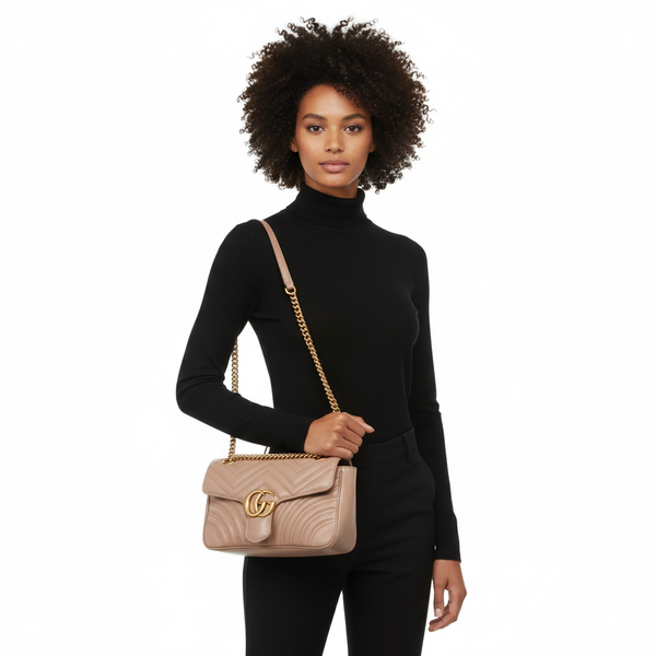 Marmont GG Medium Shoulder Bag Taupe